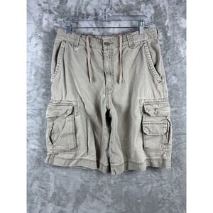 Vintage Mossimo Shorts Mens 32 Khaki Cargo Drawstring Cotton Baggy Y2K